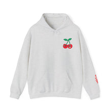 Load image into Gallery viewer, Cute Austin Cherry Graphic Hoodie, Zilker Park Austin Texas Vintage Cherry Sweatshirt, Casual Cherry Austin Hooded Sweatshirt, Fruit Hoodie
