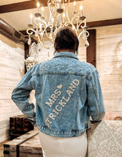 Load image into Gallery viewer, Denim Pearl Bridal Mrs. Jacket customizable
