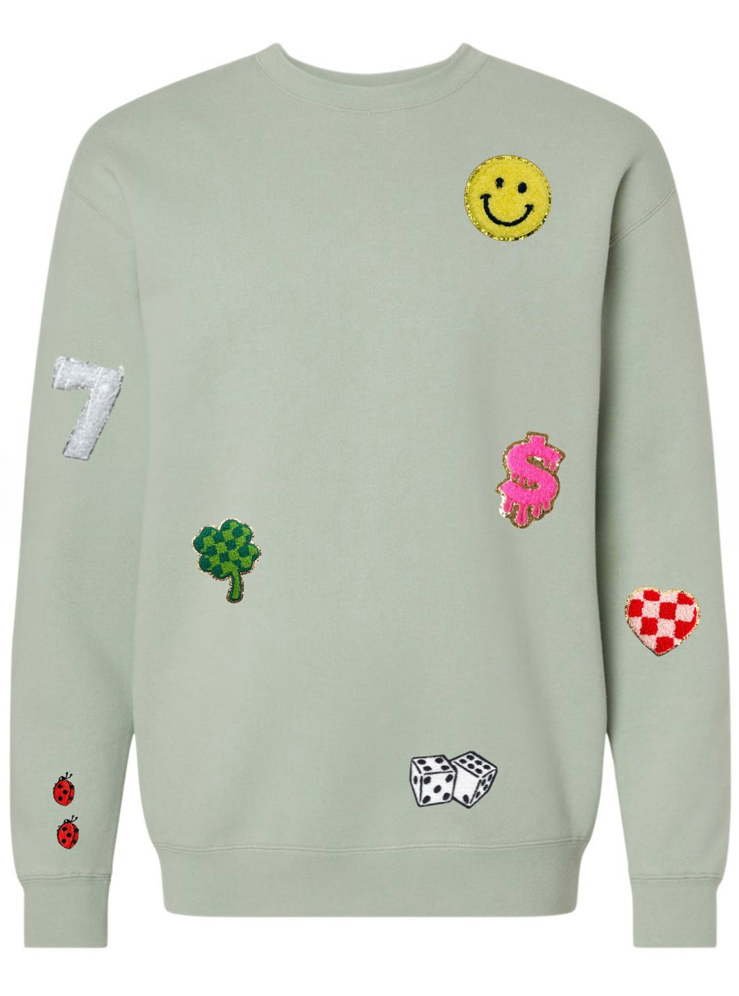 Lucky Elements Sage Chenille Patch Sweatshirt, St. Patrick’s Day Sweater