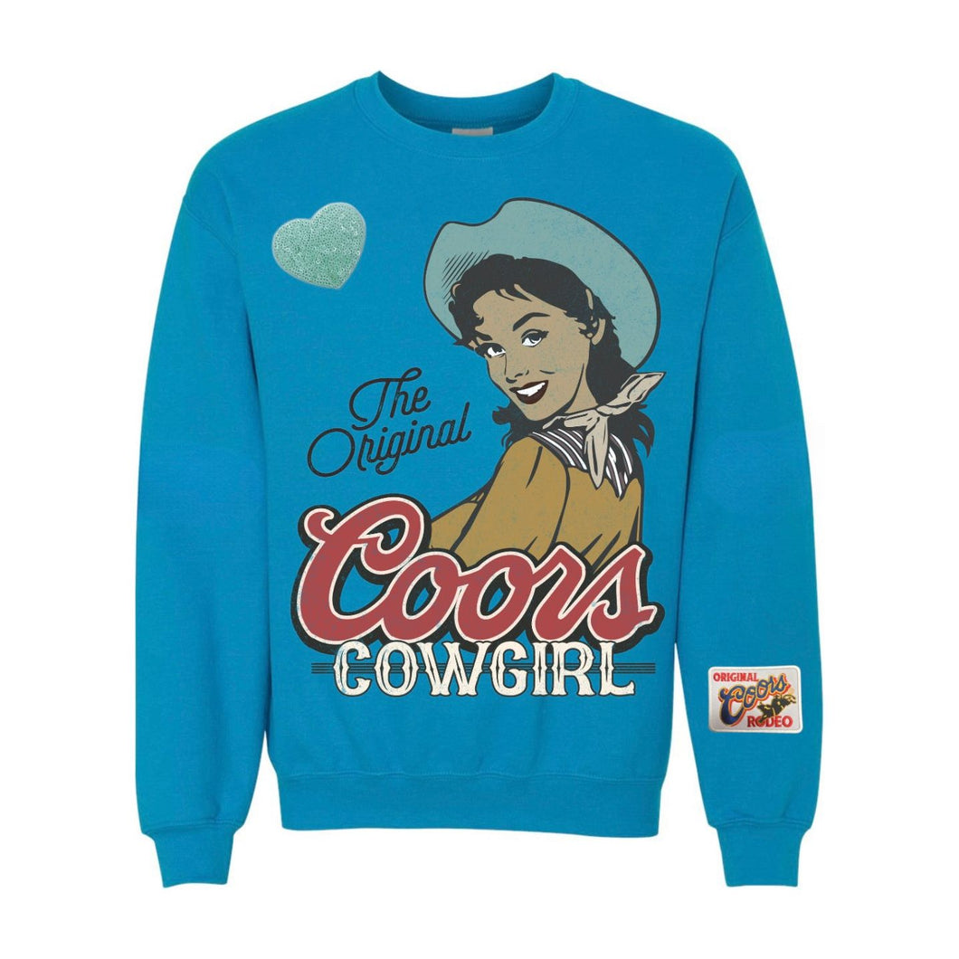 Retro Coors Cowgirl Rodeo Country Western Sweatshirt