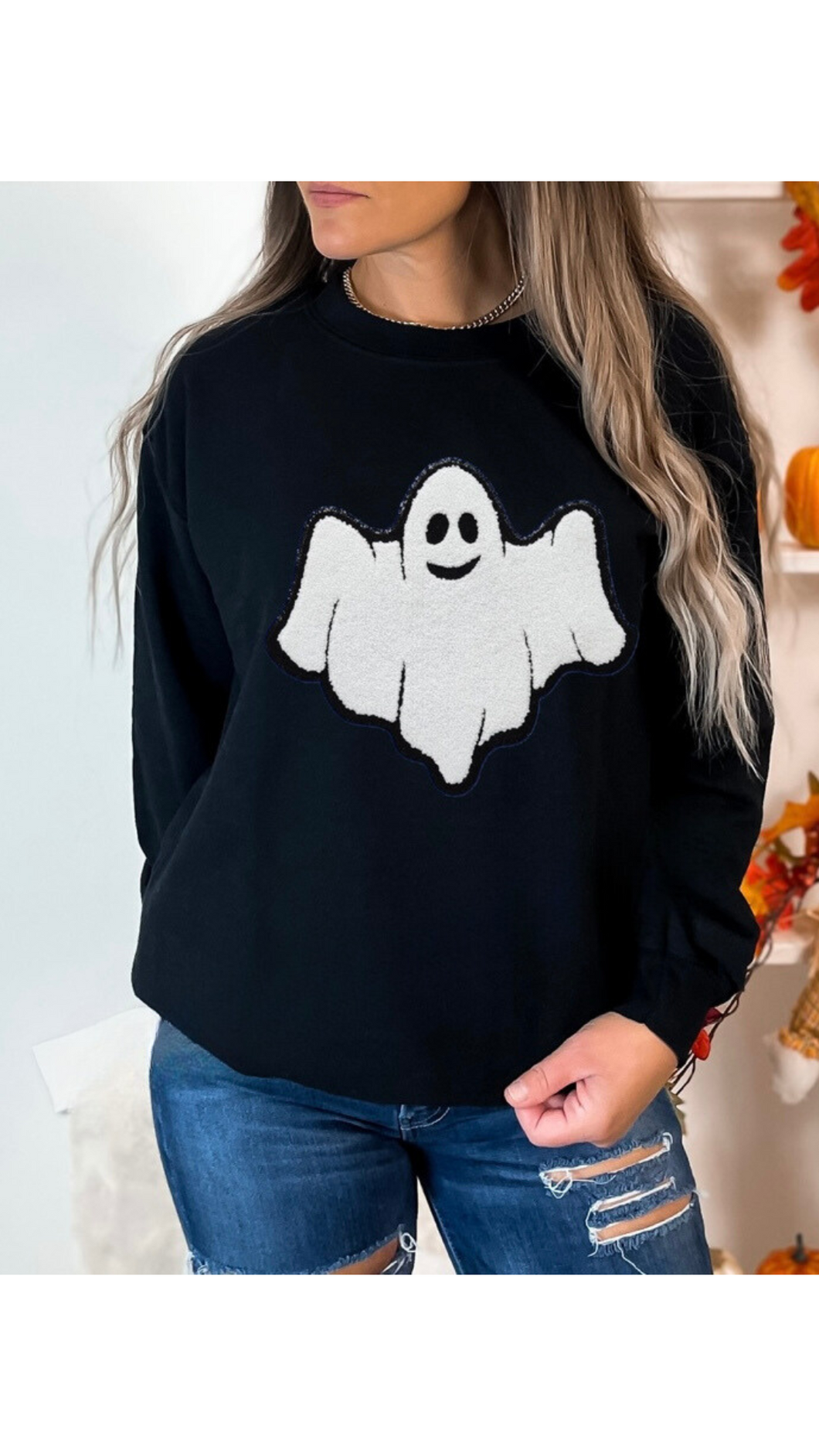 Happy Ghost Patch Sweatshirt