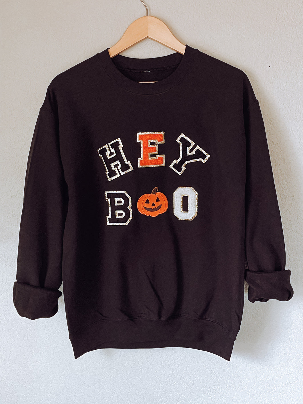 Hey Boo Halloween Patch Sweatshirt