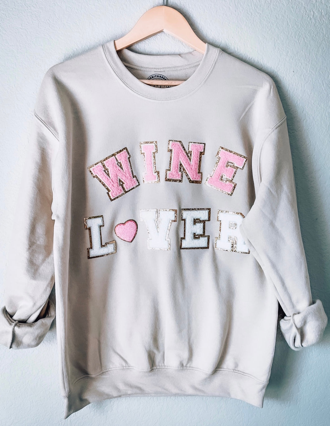 Wine Lover Chenille Patch Sweatshirt